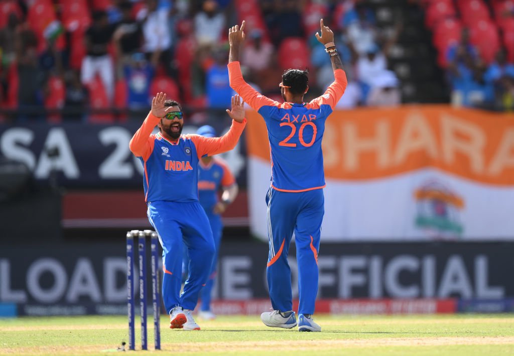 Rohit Sharma Hugs Axar Patel After Mohammad Rizwan's Wicket